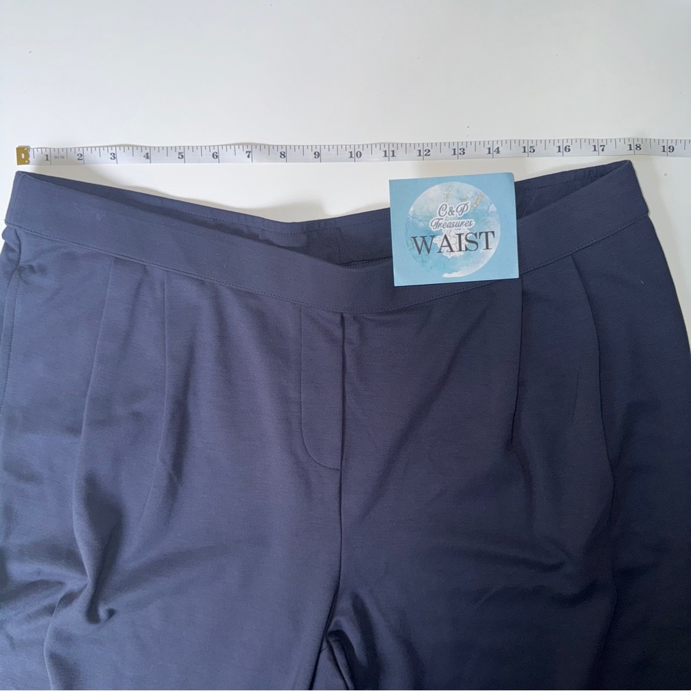 J.Jill Wearever Navy Blue Wide Leg Pull‎ On Pants Size Large With Side Pockets - Picture 5 of 12